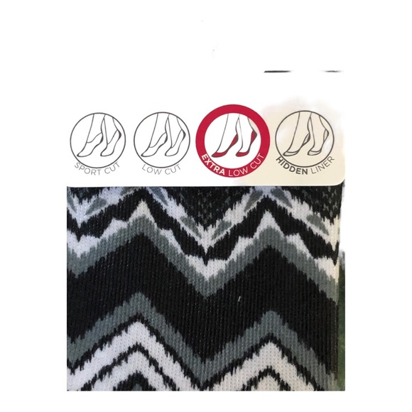 2pairs Peds ladies gel tab extra low cut‎ gray zigzag socks foot shoe liners new - Picture 10 of 10
